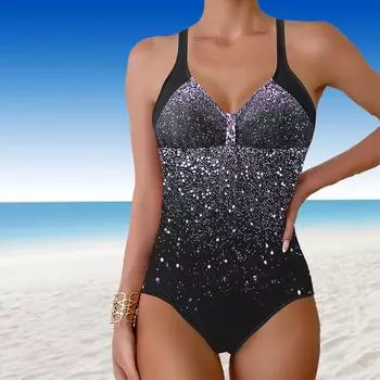 Женские купальники танкини 2-х частей купальник Звезды мерцают принт отпуск купальные костюмы S синий