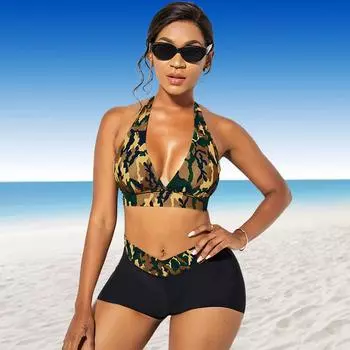 Женские купальники танкини 2-х частей купальник красивый леопардовый принт отпуск купальные костюмы S белый