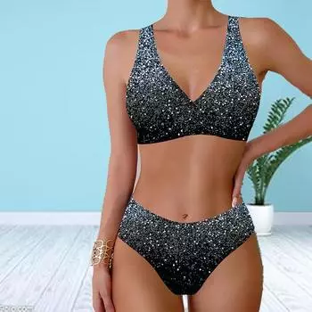 Женские купальники, танкини, комплект из 2 предметов, розово-красный купальник с принтом зыбучих песков, отпускные купальные костюмы S золотой