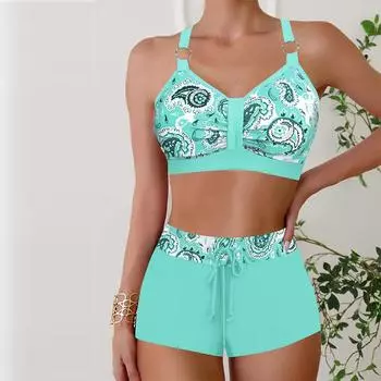 Женские купальники танкини, комплект из 2 предметов, купальник Paramecium, отпускные купальные костюмы S чёрный