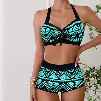 Женские купальники танкини, комплект из 2 предметов, купальник с блокировкой передач, купальные костюмы для отпуска, купальник с подвесным вырезом S синий