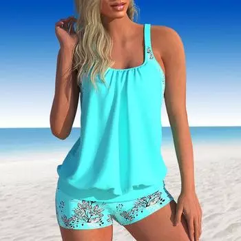 Женские купальники Танкини, купальник из 2 предметов, темно-синий, зернистый, в полоску, с принтом, купальные костюмы для отдыха S чёрный