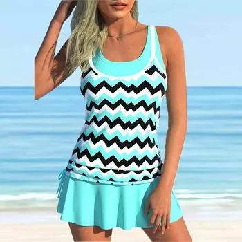 Женские купальники танкини, купальник из 2 предметов, белый полый купальник с принтом подсолнуха для отдыха, купальные костюмы S темно-синий