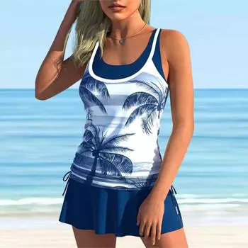 Женские купальники танкини, купальник из 2 предметов, фиолетовый полый купальник с принтом кешью, отпускные купальные костюмы S разноцветный