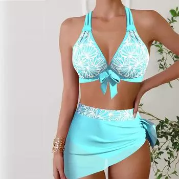 Женские купальники танкини, купальник из 2 предметов, белые линии, купальные костюмы для отпуска, бретельки для красивой спины S циан