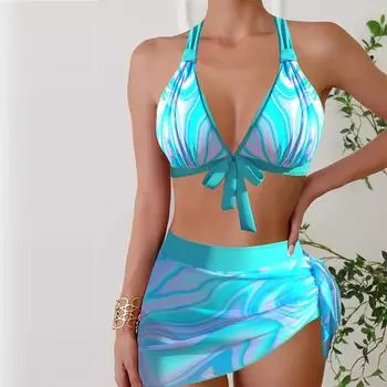 Женские купальники танкини, купальник из 2 предметов с бантом, купальные костюмы для отпуска, бретельки для красивой спины S циан