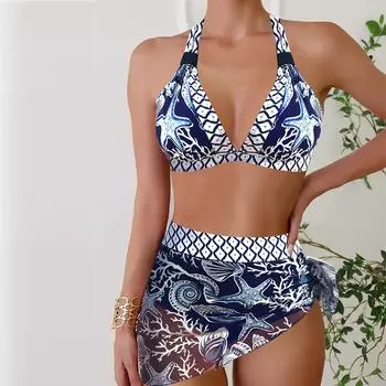 Женские купальники танкини, купальник из 2 предметов, морская звезда, купальные костюмы для отдыха, бретельки для красивой спины S синий