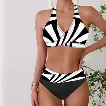 Женские купальники танкини, купальник из 2 предметов, белый квадратный купальный костюм для отпуска, купальник с подвесным вырезом S белый