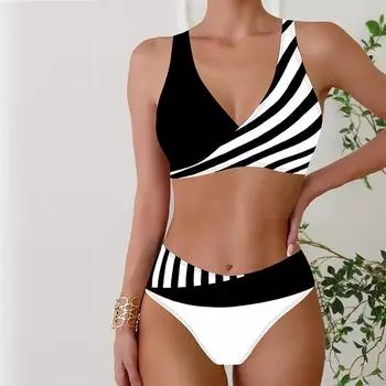 Женские купальники танкини, купальник из 2 предметов, односторонний черный купальный костюм для отпуска, купальник с подвесным вырезом S синий