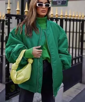 Женские куртки-бомберы, зеленые пуховики, женская куртка-парка, зимние пальто большого размера, женская парка с подкладкой Bf, шикарная уличная одежда S чёрный