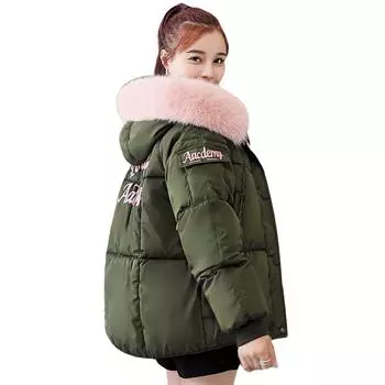 Женские куртки и пальто Зимняя куртка Женская теплая верхняя одежда с капюшоном Большой воротник из искусственного меха L