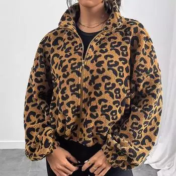 Женские куртки из флиса Sherpa, теплые зимние куртки с воротником-стойкой, плюшевое пальто на молнии, верхняя одежда с длинными рукавами и карманами, куртки из искусственного меха для женщин S