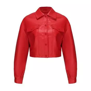 Женские куртки из искусственной кожи с длинными рукавами, однобортный укороченный топ, куртка в стиле панк, короткое мотоциклетное пальто, модная верхняя одежда L чёрный