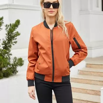 Женские куртки Пальто Ветровка Куртка-бомбер Осенняя повседневная уличная одежда-карго на открытом воздухе S чёрный