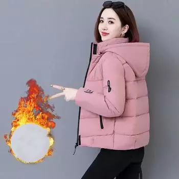 Женские куртки Парки Зимняя куртка Пальто с капюшоном Утепленное свободное пальто с хлопковой подкладкой Верхняя одежда XL чёрный