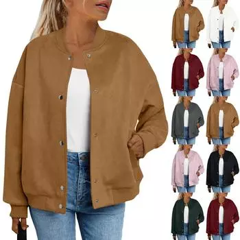 Женские куртки повседневные жакеты на пуговицах осенняя модная одежда L армия зеленый