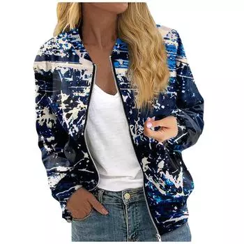 Женские куртки с длинным рукавом, легкие укороченные стеганые куртки на молнии с винтажным принтом, повседневные стеганые куртки с карманами XXL