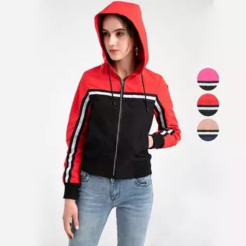 Женские куртки С капюшоном на шнурке Ветровки с длинными рукавами На молнии Легкий плащ Ветрозащитный На открытом воздухе Туризм Бег Спортивная верхняя одежда S розовый