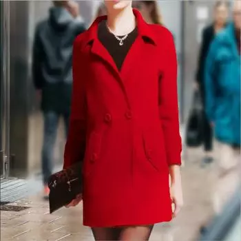 Женские куртки средней и большой длины из Европы и Америки S красный