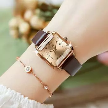 Женские квадратные часы, модные легкие роскошные кварцевые часы, водонепроницаемые кварцевые часы для женщин