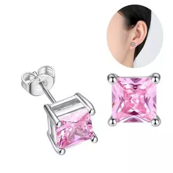 Женские квадратные циркониевые инкрустированные серьги-гвоздики для вечеринок, ювелирные изделия, подарок 6mm прозрачный