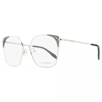 Женские квадратные очки Alexander McQueen AM0312O 001 серебристо-черные, 56 мм 001