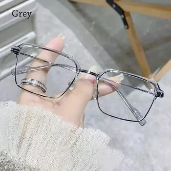 Женские квадратные очки в металлической полуоправе, модные прозрачные очки с защитой от синего излучения, мужские оптические очки в оправе для очков