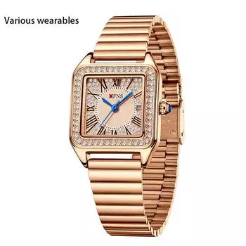 Женские квадратные римские шкалы женские кварцевые часы бриллиантовые модные водонепроницаемые часы