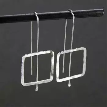 Женские квадратные серебряные/черные серьги геометрического цвета, простые ювелирные изделия, подарок на вечеринку