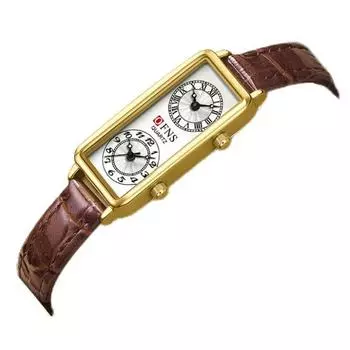 Женские кварцевые часы класса люкс Dual Time 2 Movement циферблат часы из нержавеющей стали Reloj прямоугольные часы женские золотые серебряные наручные часы