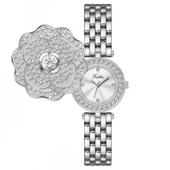 Женские кварцевые часы класса люкс Flower Shell Orologio Vintage Новые элегантные женские часы с инкрустацией из бриллиантового хрусталя Женские наручные часы