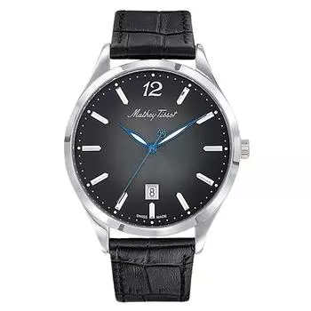 Женские кварцевые часы Mathey-Tissot Urban с кожаным ремешком и черным циферблатом D411AN чёрный
