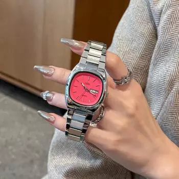 Женские кварцевые часы, роскошные классические часы, римские цифры, календарь, циферблат, серебристый, из нержавеющей стали, Orologio Reloj, женские наручные часы