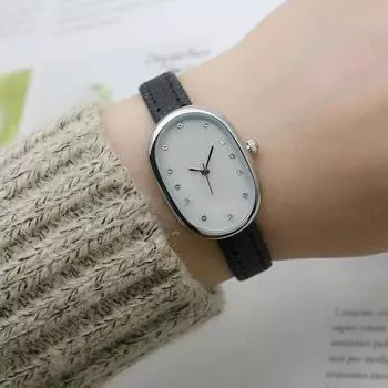 Женские кварцевые часы, роскошные овальные бриллиантовые часы, винтажные простые синие наручные часы с белым циферблатом