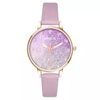 Женские кварцевые часы с кожаным ремешком и циферблатом конфетного цвета One Size