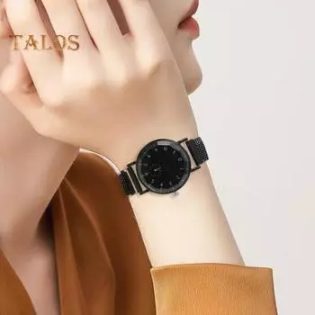 Женские кварцевые часы с круглым циферблатом, магнитным ремешком, простой стиль, сплав, проверка времени, высокая точность, женские повседневные наручные часы, часы для свиданий