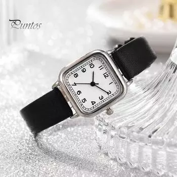 Женские кварцевые часы с квадратным циферблатом, мягкий ремешок из искусственной кожи, точная регулируемая пряжка, студенческие наручные часы для девочек, модные ювелирные изделия, подарок на день рождения белый