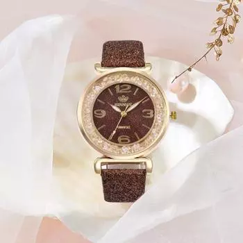 Женские кварцевые часы со стразами, инкрустированные без задержки, высокая точность, регулируемый ремешок, искусственная кожа, украшение для рук, круглый циферблат, женские наручные часы для покупок, вечеринки