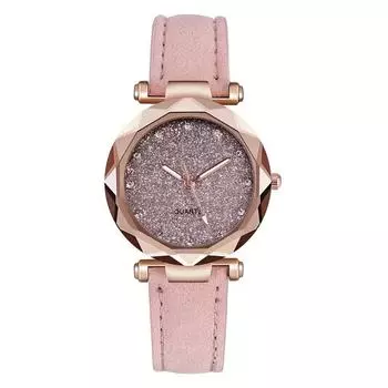 Женские кварцевые часы Starry — модные аналоговые часы со стразами и матовым кожаным ремешком из искусственной кожи