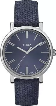 Женские кварцевые часы Timex T2P171 с синим кожаным корпусом и синим циферблатом синий