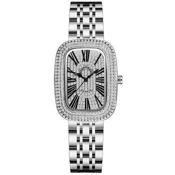 Женские кварцевые часы Tonneau с овальным корпусом и бриллиантами Iced Out Reloj, римские цифры на циферблате, роскошные часы, женские винтажные наручные часы