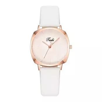 Женские кварцевые часы, женские аналоговые наручные часы, 24-часовая индикация, круглый циферблат, ремешок из искусственной кожи, часы для жен, женщин, девочек, подарки белый