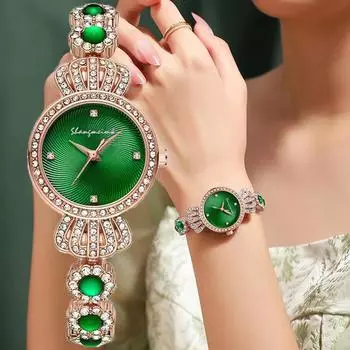 Женские кварцевые наручные часы, лучшие роскошные женские часы, оригинальный дизайн, женские часы, лучшие подарки для жены, семьи, друга зелёный