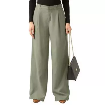 Женские льняные брюки, широкие рабочие брюки, повседневные брюки, деловые брюки с карманами L армия зеленый