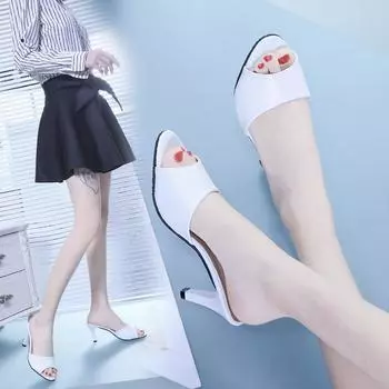 женские лаконичные модные туфли женские тонкие каблуки женские туфли с пряжкой туфли-лодочки высокие каблуки Peep Toe Super High 94 35 чёрный