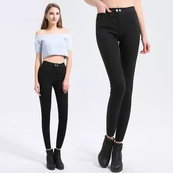 Женские леггинсы, эластичные брюки с высокой талией, эластичные брюки-карандаш, большие размеры L