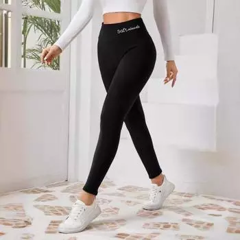 Женские леггинсы, эластичные, с высокой талией, вышитые буквы, узкие брюки для йоги в спортивном стиле, утягивающие брюки на осень-зиму XL серый