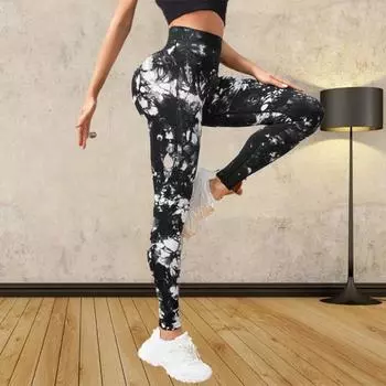 Женские леггинсы для йоги с дымчатым принтом, эластичные, для фитнеса, бега, спортзала, спорта и активного отдыха XS белый