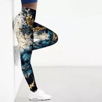 Женские леггинсы для йоги с принтом золотых листьев, для фитнеса, бега, спортзала, спорта и активного отдыха XS красный