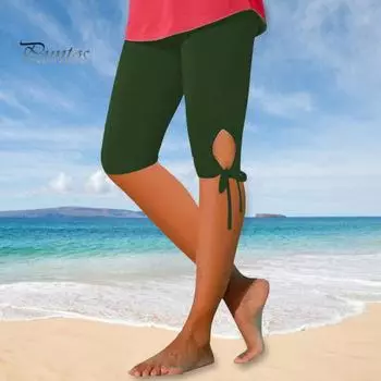 Женские леггинсы для йоги с высокой талией и контролем живота, брюки длиной до колена, полые брюки с галстуком-бабочкой, брюки для отдыха, впитывающие влагу, спортивные шорты S жёлтый